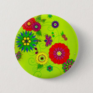 Modischer heller Blumendruck Button