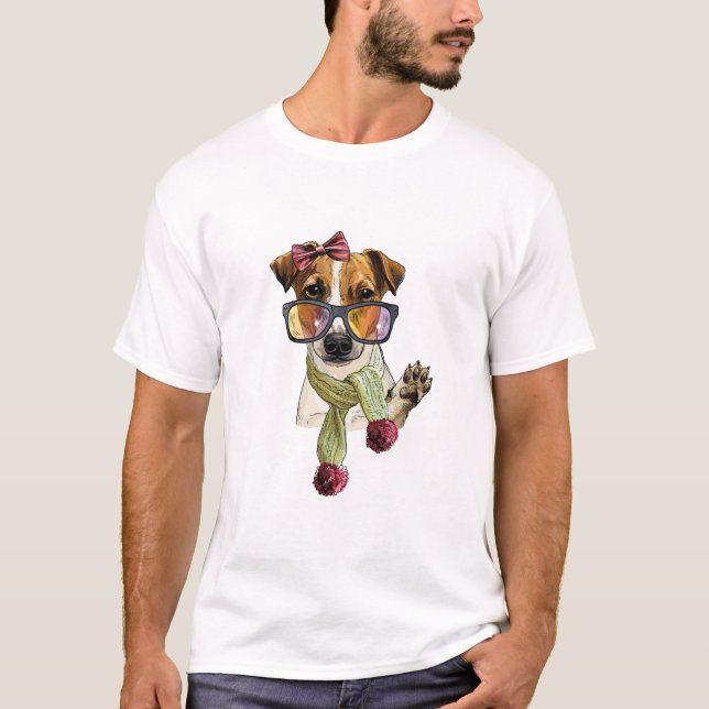 Modischer Jack Russell Terrier Hipster T-Shirt (Vorderseite)