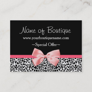 Modischer Leopard-Druck-Rosa-Band-Rabatt-Kupon Rabattkarte