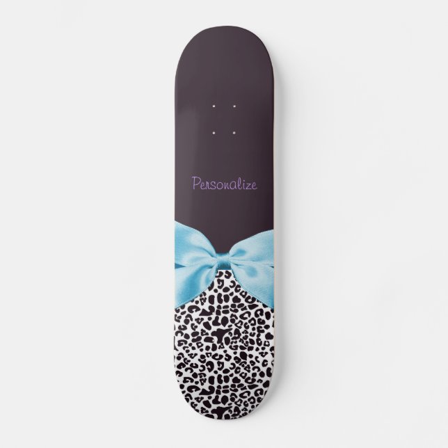 Modischer Leopard-Druck und blaues Band mit Namen Skateboard (Vorderseite)