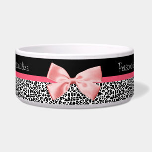 Modischer Leopard-Druck und rosa Band mit Namen Napf