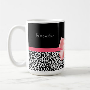 Modischer Leopard-Druck und rosa Band mit Namen Tasse