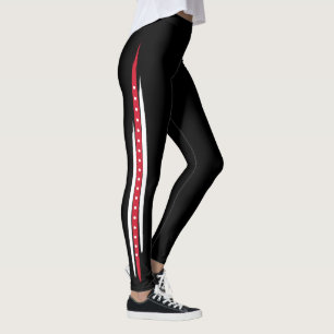 Modischer Mode-Seiten-Streifen-rote weiße Punkte Leggings