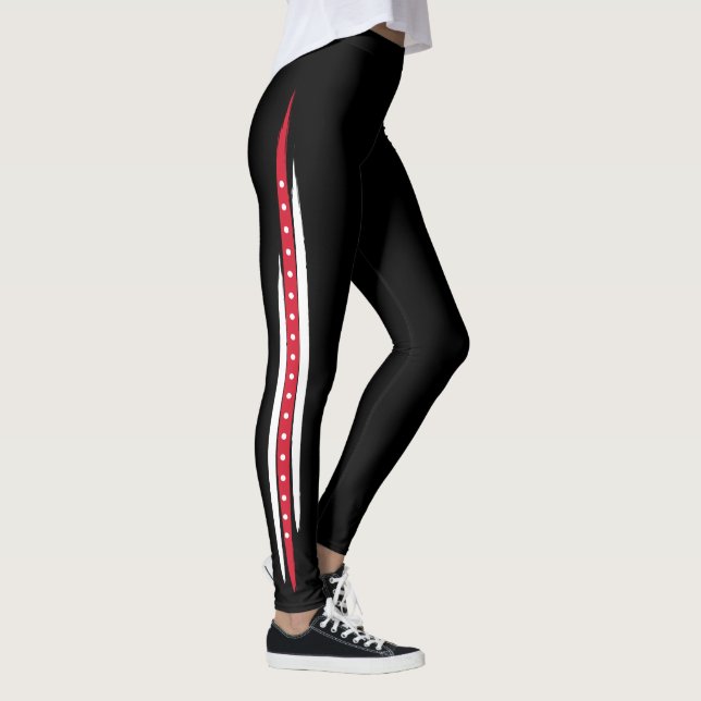 Modischer Mode-Seiten-Streifen-rote weiße Punkte Leggings (Rechts)
