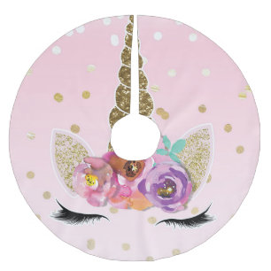 Modischer moderner Einhorn-Horn-Goldmit Polyester Weihnachtsbaumdecke