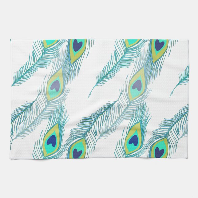 Modischer Pfau-Feder-Muster-Druck Küchentuch (Horizontal)