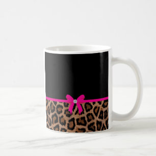 Modischer Pink-und Schwarz-Leopard-Bogen Tasse