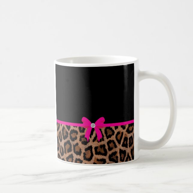 Modischer Pink-und Schwarz-Leopard-Bogen Tasse (Rechts)
