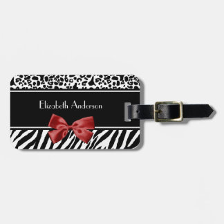 Modischer Schwarzweiss-Leopardzebra-Druck-roter Gepäckanhänger