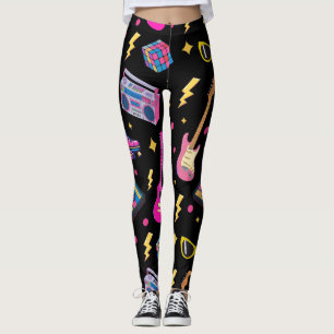 Modischer Trend der 80er Jahre Stil Hübsch Schwarz Leggings