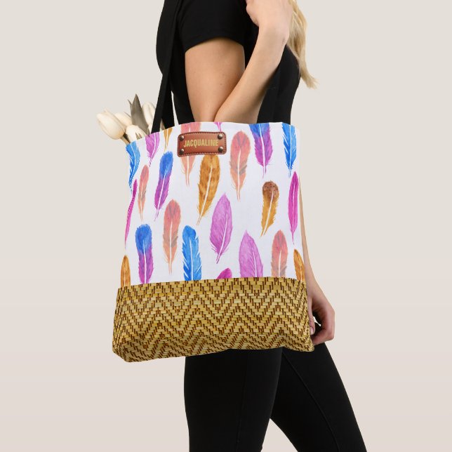 Modischer Watercolor Feather Rattan Look (Von Nahem)