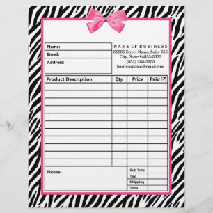 Modischer Zebra-Druck mit schickem rosa Briefkopf