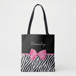 Modischer Zebra-Druck-schicker Pink-Bogen und Name