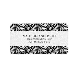 Modischer Zebra-Druck-Schwarzweiss-Muster Adressaufkleber