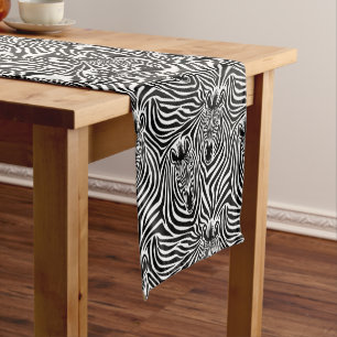 Modischer Zebra-Druck-Schwarzweiss-Muster Kurzer Tischläufer