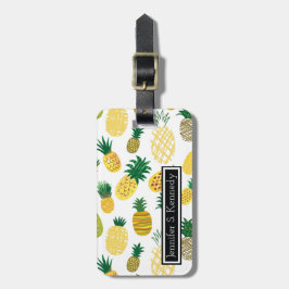 Modisches Ananas-Muster | addieren Ihren Namen Gepäckanhänger