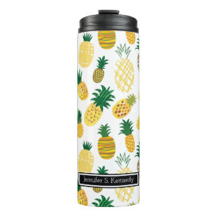 Modisches Ananas-Muster addieren Ihren Namen Thermosbecher