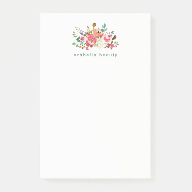 Modisches Aquarell mit Blumen mit Handelsnamen Post-it Klebezettel (Vorderseite)