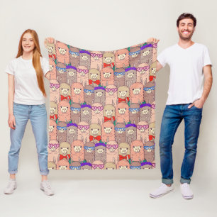 Modisches gekleidetes Lama-Muster Fleecedecke