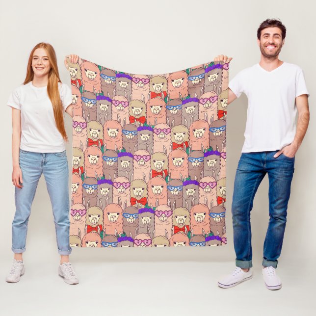 Modisches gekleidetes Lama-Muster Fleecedecke (Beispiel)