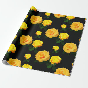 modisches gelbes Blumenmuster Geschenkpapier