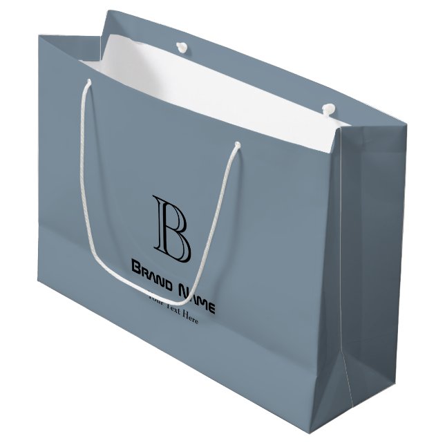 Modisches Geschäft Individuelles Monogramm Minimal Große Geschenktüte (Vorderseite Schrägansicht)