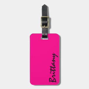 Modisches helles rosa und schwarzes Neonmonogramm Gepäckanhänger