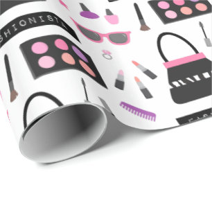 Modisches Mode-Make-upmuster-Mädchen-Packpapier Geschenkpapier