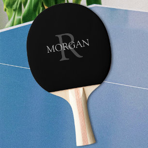 Modisches Monogramm & Name, schwarzer & grauer Tex Tischtennis Schläger