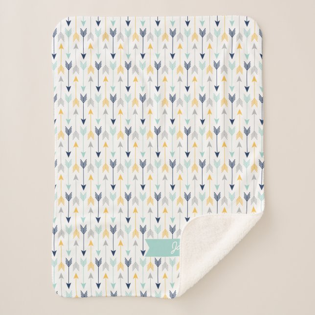 Modisches Pfeil-Monogramm Sherpadecke (Vorderseite)