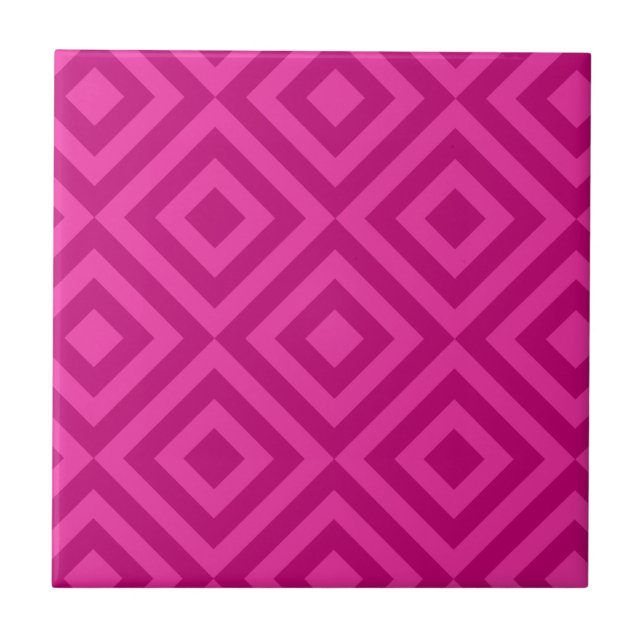 Modisches Pink-Diamant-Muster Fliese (Vorderseite)
