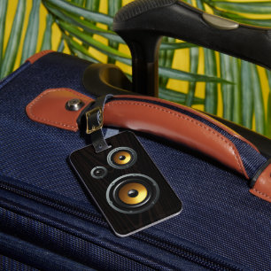 Modisches Retro Holzkörner Lautsprecher Trio Gepäckanhänger