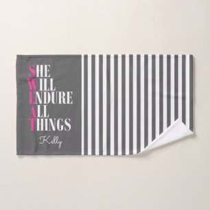 Modisches rosa Grau halten alles Handtuch