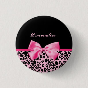 Modisches rosa und schwarzes Leopard-Pink-Band Button