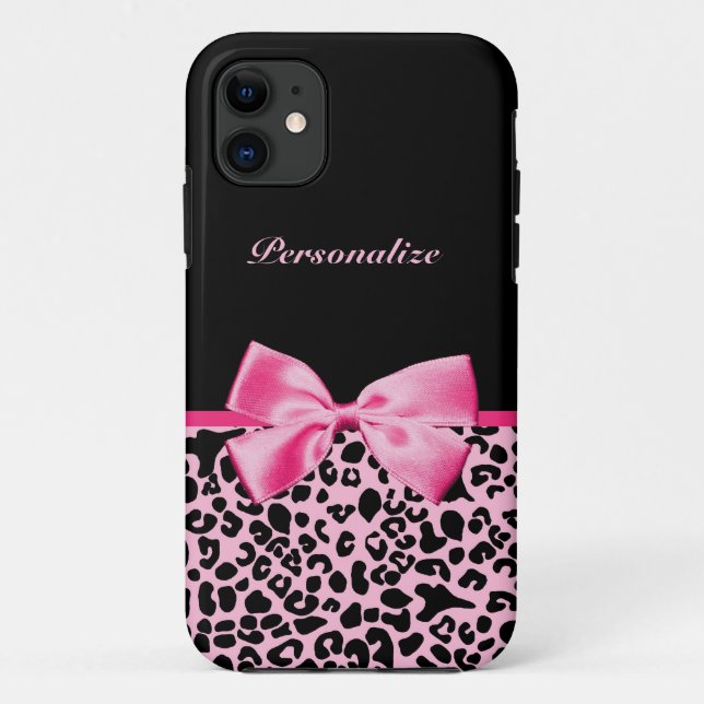 Modisches rosa und schwarzes Leopard-Pink-Band Case-Mate iPhone Hülle (Rückseite)