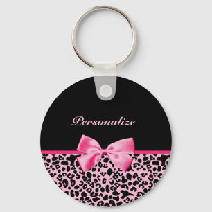 Modisches rosa und schwarzes Leopard-Pink-Band Schlüsselanhänger