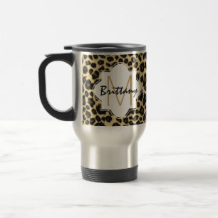 Modisches Safari-Leopard-Druck-Monogramm Reisebecher