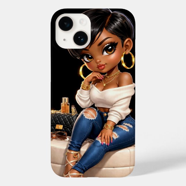 Modisches schwarzes Mädchen-Handyhülle – Luxus-Äst Case-Mate iPhone Hülle (Rückseite)