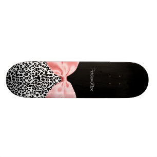 Modisches Schwarzweiss-Leopard-Druck-Rosa-Band Skateboard