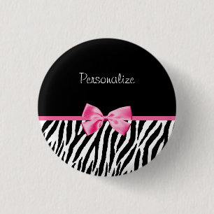 Modisches Schwarzweiss-Zebra-Druck-Rosa-Band Button