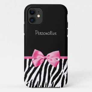 Modisches Schwarzweiss-Zebra-Druck-Rosa-Band Case-Mate iPhone Hülle