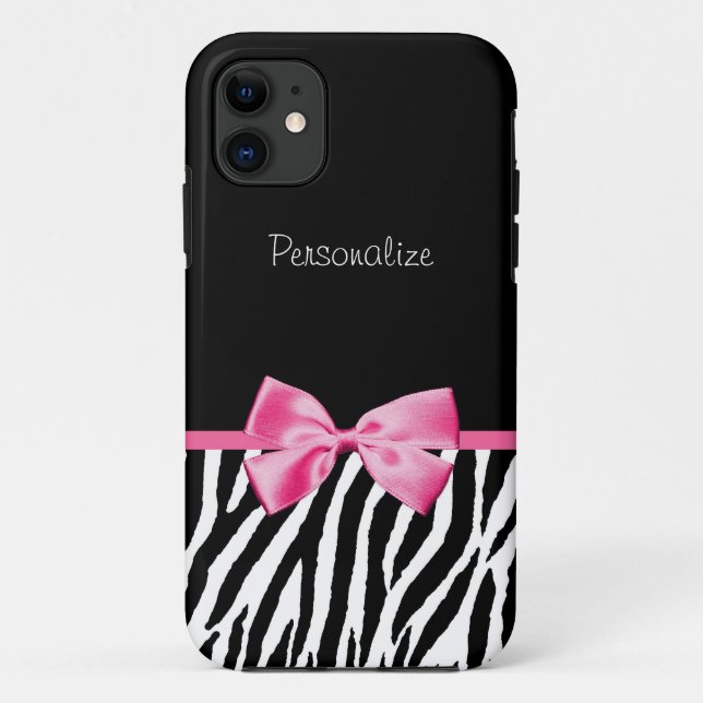 Modisches Schwarzweiss-Zebra-Druck-Rosa-Band Case-Mate iPhone Hülle (Rückseite)
