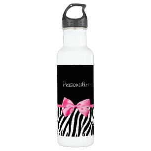 Modisches Schwarzweiss-Zebra-Druck-Rosa-Band Edelstahlflasche