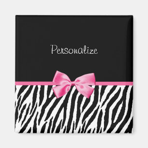 Modisches Schwarzweiss-Zebra-Druck-Rosa-Band Magnet