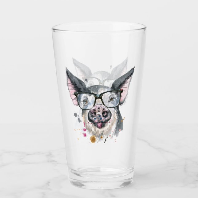 Modisches Schwein Glas (Vorderseite)
