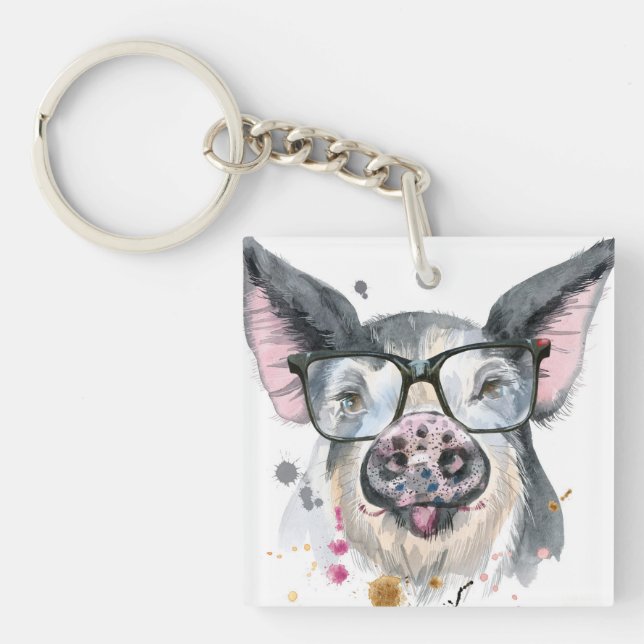 Modisches Schwein Schlüsselanhänger (Vorderseite)