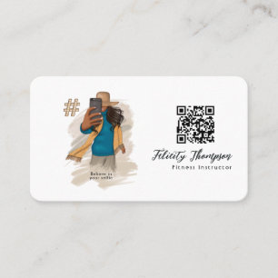 Modisches Selfie-Mädchen QR-Code Visitenkarte