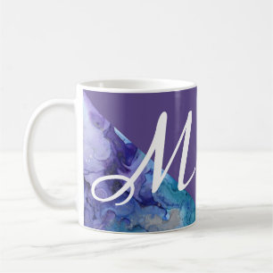Modisches ultraviolettes Aquarell-Türkis-Monogram Tasse