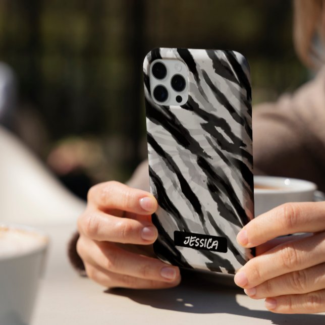 Modisches Zebra Schwarz-weiß Case-Mate iPhone Hülle (The fashionable custom phone case with an abstract design of zebra skin in black and white. )