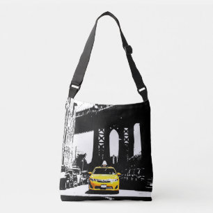 Modish Black Ny New York City Yellow Taxi Brooklyn Tragetaschen Mit Langen Trägern